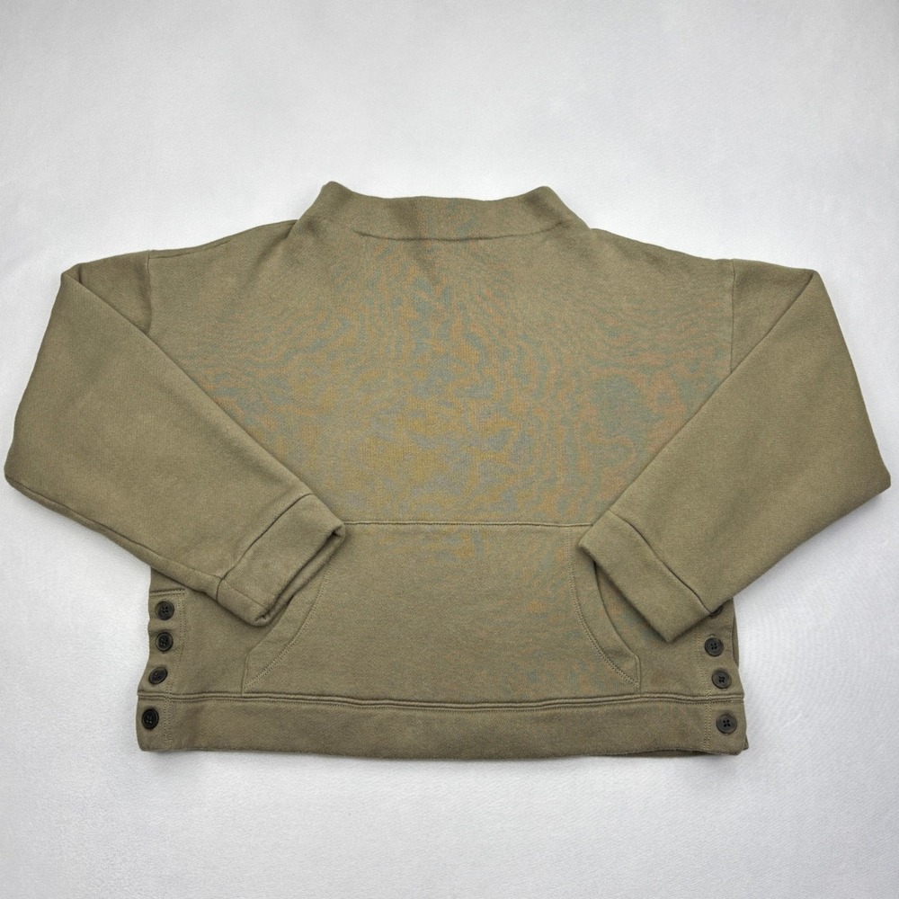 Madewell MWL Sweatshirt Womens Small Olive Mock Neck Side Button Fleece MC237